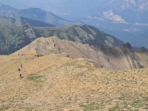Descending Centennial ridge from summit of Mt Allan