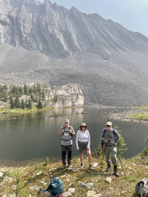 Dave, Photini and Jim at the first lake 
