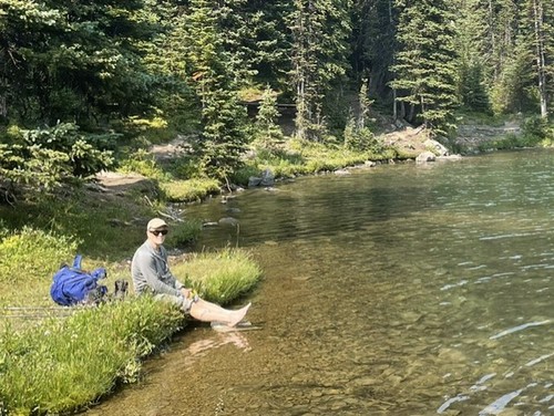 Jim treating his feet to a cool dip in Chester Lake