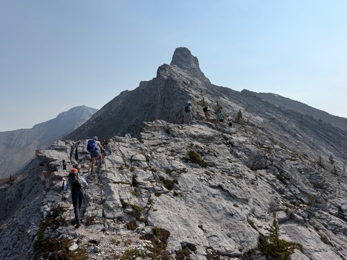 Bruce and Maryse nearing the summit block