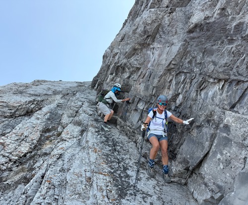 Jenny and Maryse descending down the 