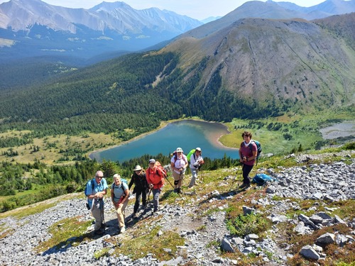 Rae lake and the Overlook from the ridge north of the lake 