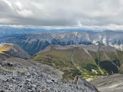 Looking at Grizzly Peak and South Opal, with Lawson in the background, from the north summit of Mount Denny.