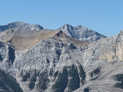 The two summits of Mount Denny on the right and Mount Potts on the left, from the northeast outlier.