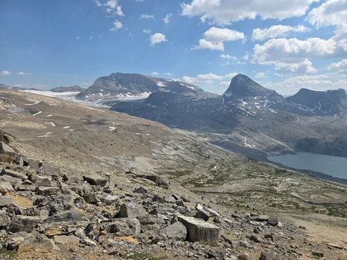 Mount Daly and Mount Niles from the south ridge of Takakkaw Peak.