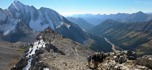 Final climb to the summit looking south.