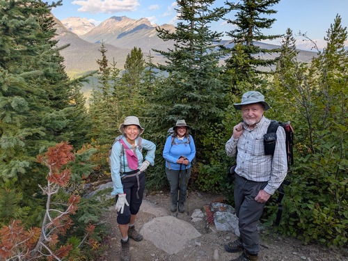 Some of group at one of many viewpoints on the ascent