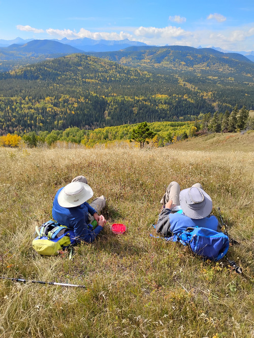 Philip and Ron at the sunny lunch spot with a view