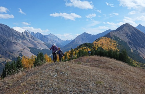 The last stretch above treeline was raked by cool, very fall-like winds, but we found a nice sheltered spot for an afternoon tea break. 