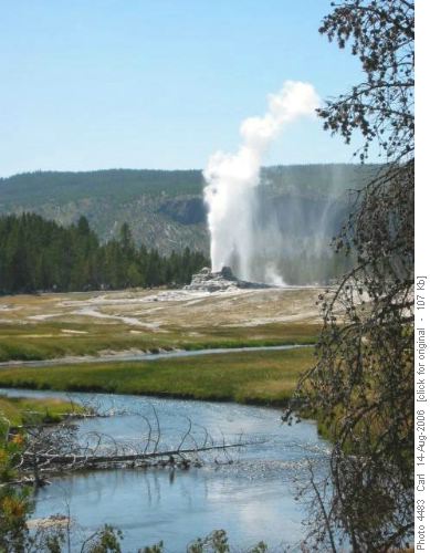 Castle Geyser and Firehole River
