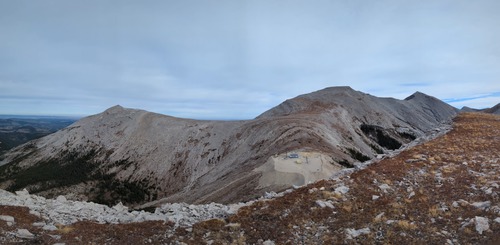 We climbed the small peak to the far left and the larger peak above the gas plant.