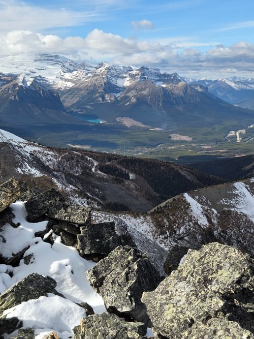 Lake Louise and the Chateau from the summit of Unity Peak