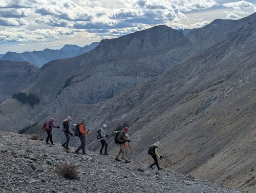 Orderly ramblers on their way to the col