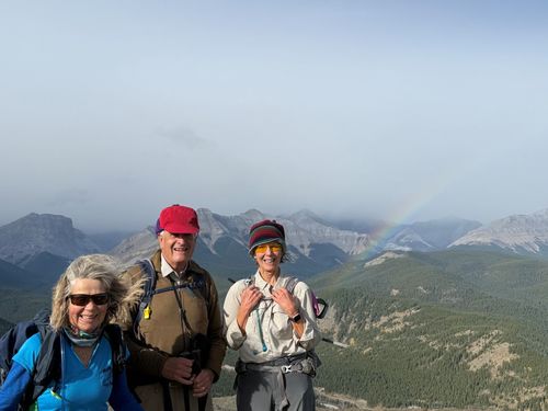 Barbara, John and Rosanne on the blustery summit of Hoffman