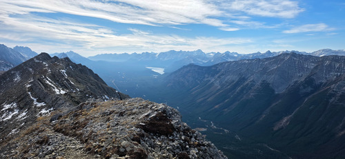 Views south to Kananaskis Lakes.