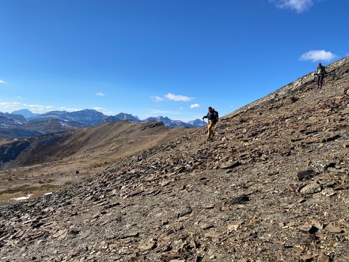 Descending from high point 