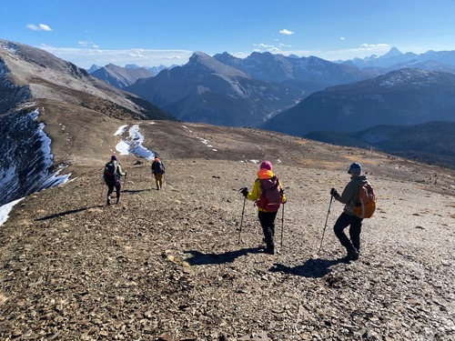 Meandering down and reluctant to leave the views (spot Assiniboine)