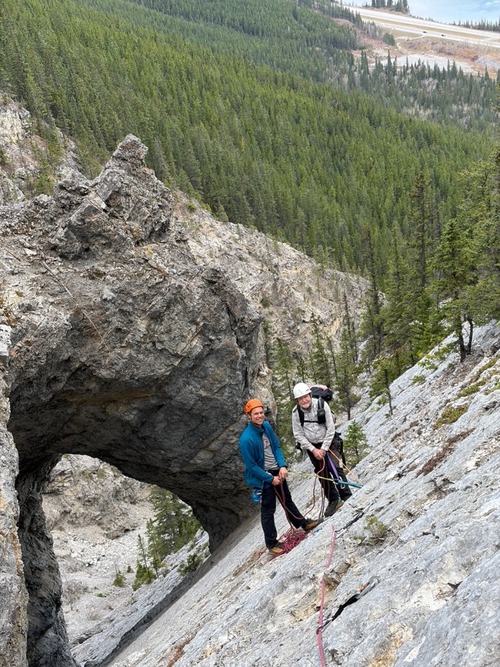At 2nd belay station. Low angle + few holds = rely on friction and 'trust your feet'!