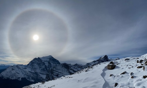 Sun halo over Mt Temple