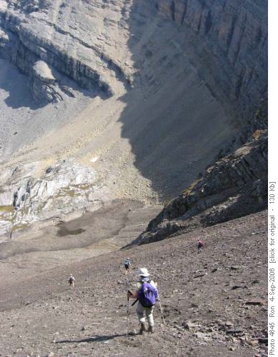 Scree descent to Sparrowhawk tarns