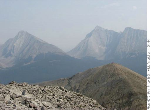 Smoky view of distant Rummel Pass