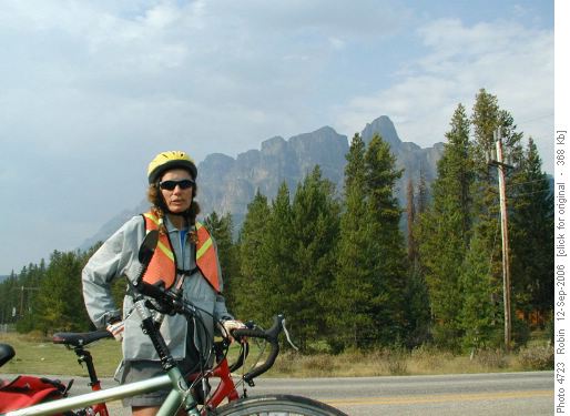 Sheila with Castle Mountain in background