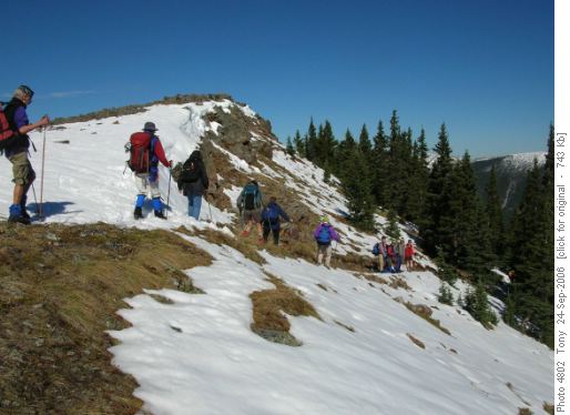 Descending off Powderface ridge