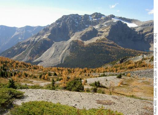 Ball Range Rock Glacier and Talc Lake as seen West of the Monarch Ramparts