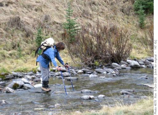 Janice crossing Dyson Creek