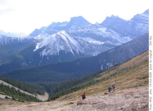Descending Guinn's pass towards Galatea creek