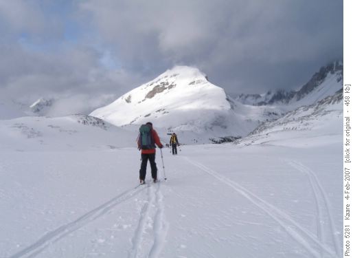 Heading down north drainage from South Burstall Pass