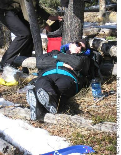 Greg preparing for the arduous return trip