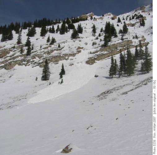 Small avalanche in Cascade Amphitheatre