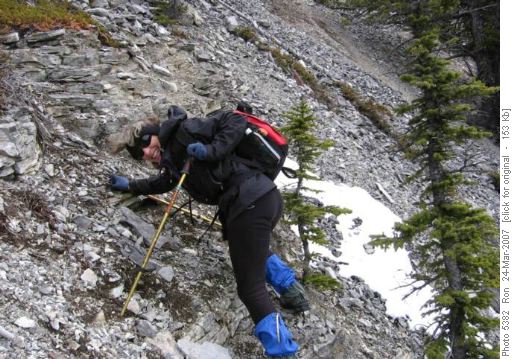 {173 Barb Hardt} battling wind & scree
