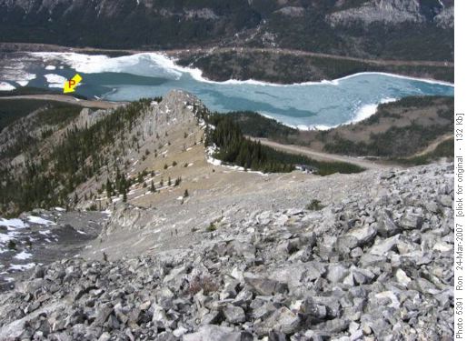 Mt Baldy ascent ridge from summit