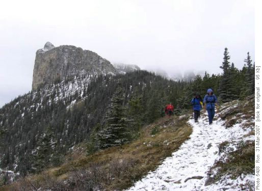 Heading back on Yamnuska east ridge