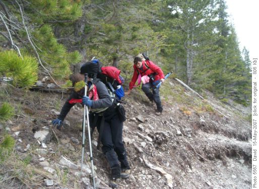 France and Janice going up and a round wash out trail