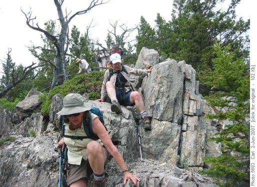 Descending the scrambly ridge