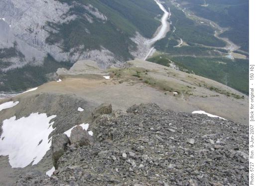 Summit view of scramble route to the top