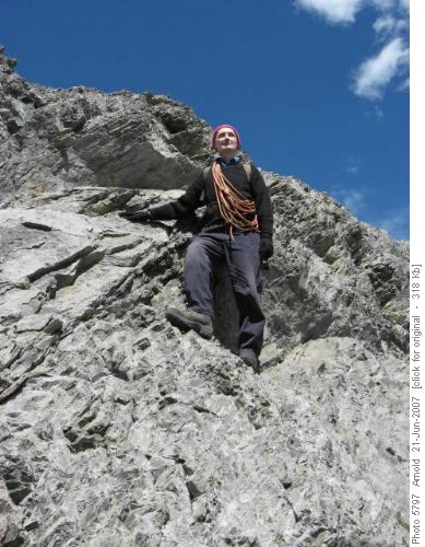 Peter descending the west ridge