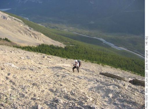 {957 Bob West} on scree of Ha Ling Peak