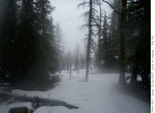 Trail to Rockbound lake 3feet of snow 24 June 2007