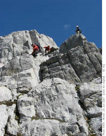 Descending the upper part of Hawk Mountain