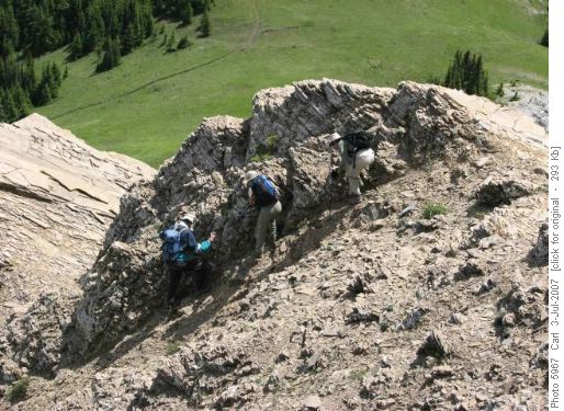 Scrambling down the ridge on Ram Mountain