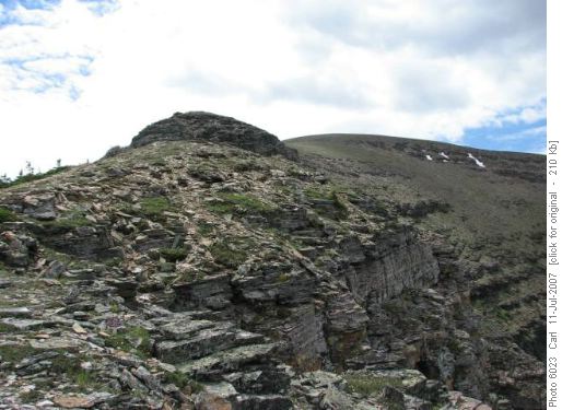 Upper ascent ridge to Akamina Ridge