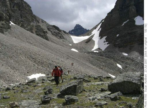 Looking back to Wastach Pass from Upper Paradise Valley