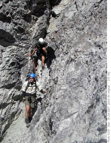 Scrambling down the NW descent gully