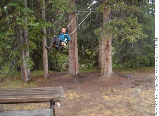 Kim in the swing of things at Skoki Lodge