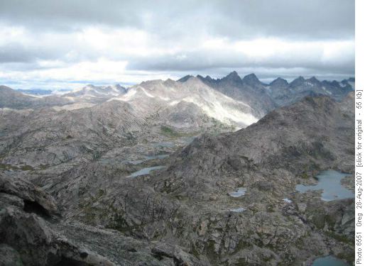 Titcomb Basin to left Indian Basin to right