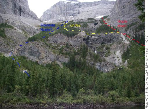 Routes down from 3rd lake.